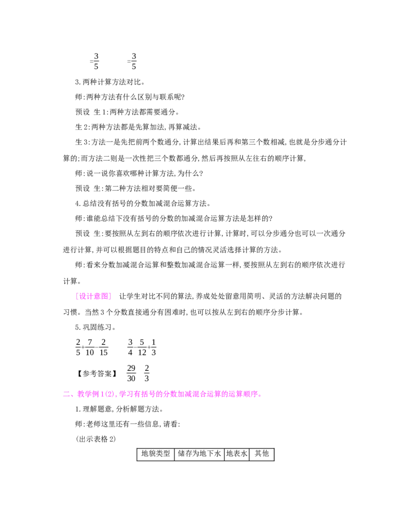 第6单元　分数的加法和减法_小学数学人教版5年级下册_1课时详案_1课时详案