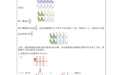 分数的初步认识++整理与复习+第2课时_教学设计_小学数学人教版单独教案（1-6上下册）_《智慧教育教案》1-6上下册（25秋）_1-6上册_3年级上册（教案）新插图_第8单元分数的初步认识