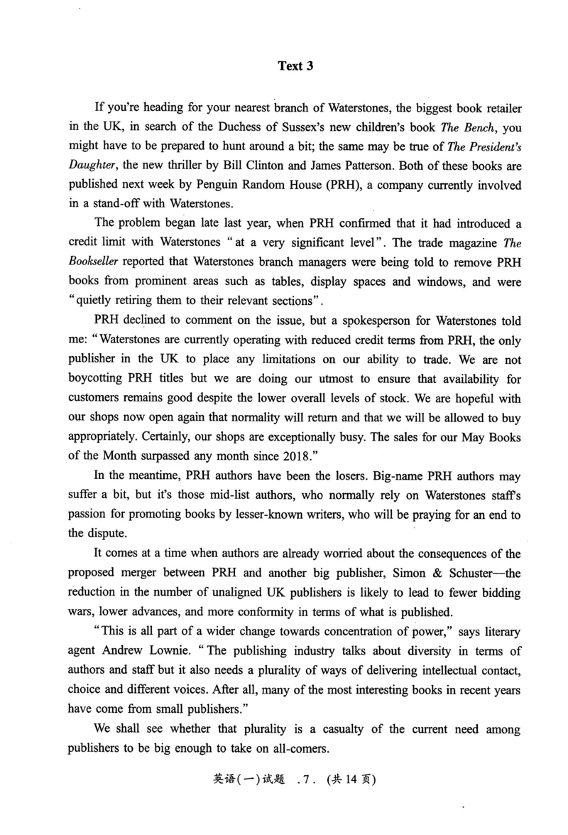 2023年真题及答案速查_考研英语真题（英一＋英二）_考研英语真题_考研英语一历年真题_❤️6.黄皮-英语一解析_真题及答案速查（2001-2025）