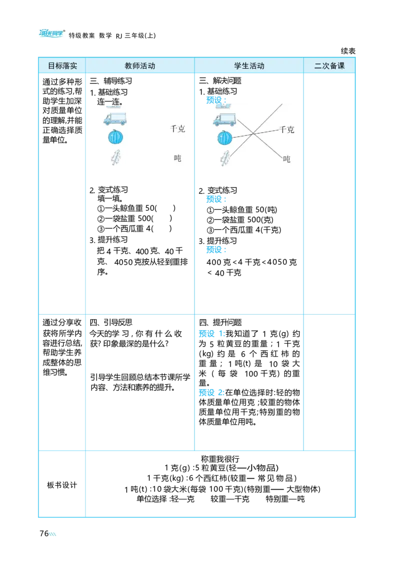 综合与实践曹冲称象的故事_小学数学人教版单独教案（1-6上下册）_《阳光同学教案》1-6上册（25秋）_阳光同学特级教案数学人教3年级上册