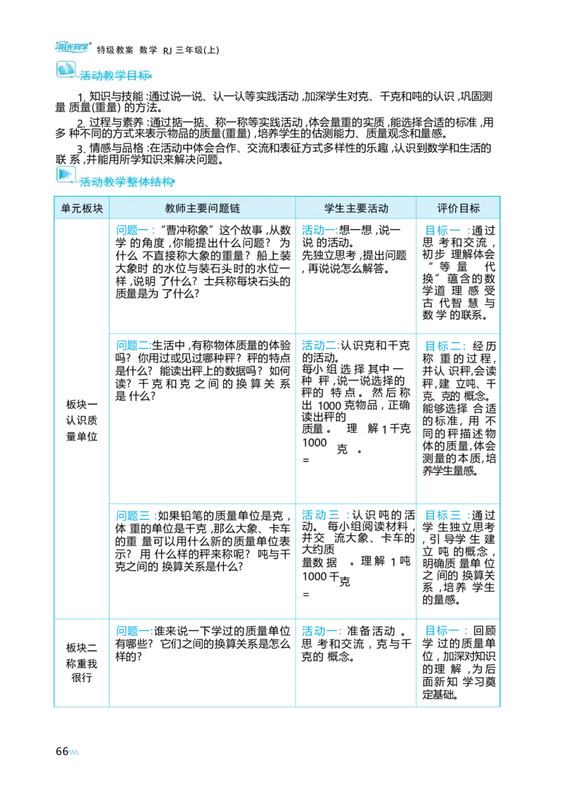 综合与实践曹冲称象的故事_小学数学人教版单独教案（1-6上下册）_《阳光同学教案》1-6上册（25秋）_阳光同学特级教案数学人教3年级上册