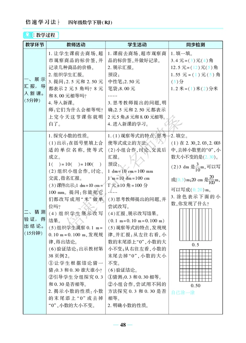 倍速名师教案RJ4数下_小学数学人教版单独教案（1-6上下册）_《名师教案》1-6上下册（24秋）_1-6下册