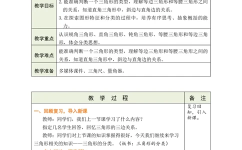 第3课时三角形的分类_小学数学人教版单独教案（1-6上下册）_《绿卡图书教案》1-6下册（26春）_4年级下册（26春）_5三角形