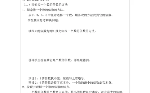 因数和倍数的认识+_教学设计_小学数学人教版单独教案（1-6上下册）_《智慧教育教案》1-6上下册（25秋）_1-6下册_5年级下册（教案）新插图_第2单元因数和倍数