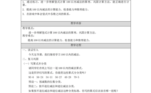 100以内的减法练习-教学设计_小学数学人教版单独教案（1-6上下册）_《智慧教育教案》1-6上下册（25秋）_1-6上册_2年级上册（教案）新插图_第2单元100以内的加法和减法（二）