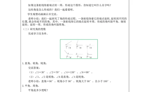 角的分类_教学设计_小学数学人教版单独教案（1-6上下册）_《智慧教育教案》1-6上下册（25秋）_1-6上册_4年级上册（教案）新插图_第3单元角的度量