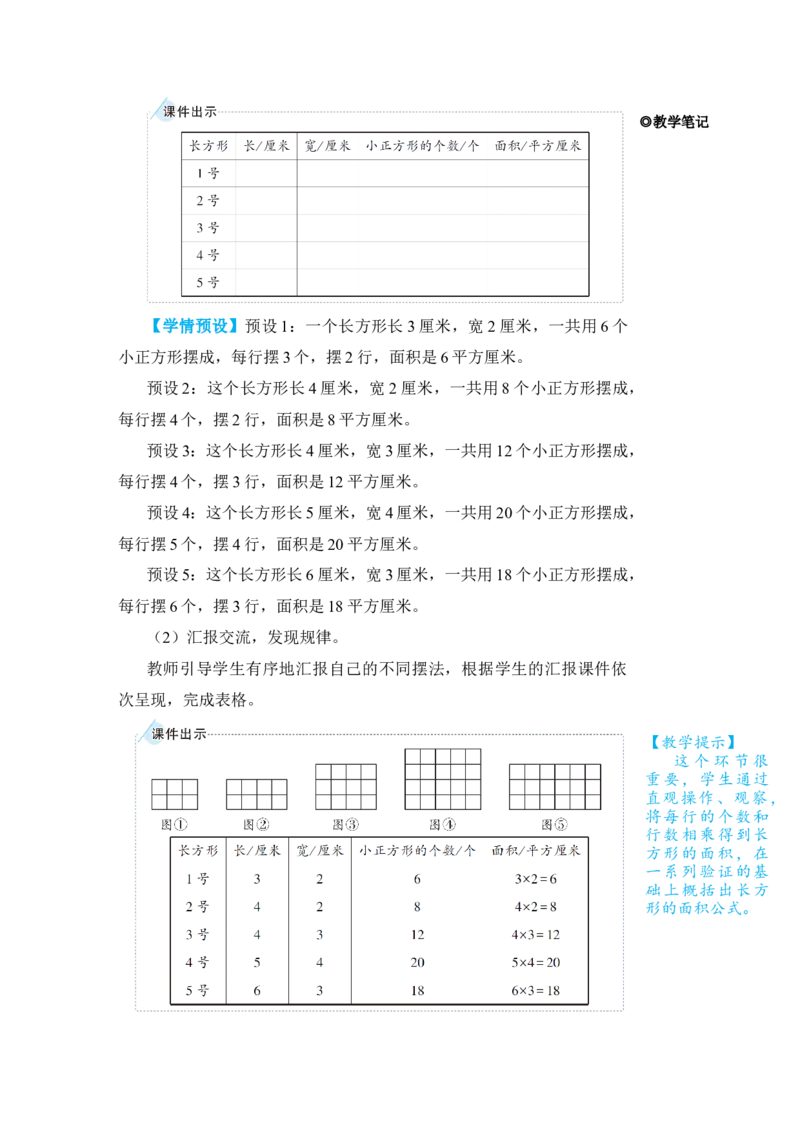 第3课时长方形、正方形面积的计算(1)_小学数学人教版单独教案（1-6上下册）_《状元大课堂教案》1-6上下册（26春）_1-6下册_3年级下册（26春）_旧教材教案_5面积