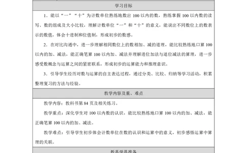 33数与运算_数与运算_教学设计_小学数学人教版单独教案（1-6上下册）_《智慧教育教案》1-6上下册（25秋）_1-6下册_1年级下册（教案）2025春_2025春_第7单元复习与关联