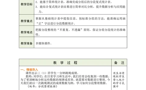 3分段整理数据_小学数学人教版单独教案（1-6上下册）_《绿卡图书教案》1-6下册（26春）_3年级下册（26春）_5数据的收集与整理