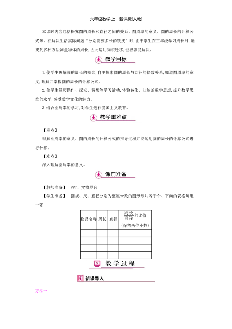 第5单元圆_小学数学人教版6年级上册_1课时详案