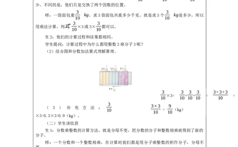 分数乘整数（第1课时）_教学设计_小学数学人教版单独教案（1-6上下册）_《智慧教育教案》1-6上下册（25秋）_1-6上册_6年级上册（教案）新插图_第1单元分数乘法