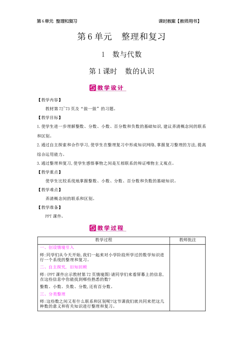 第6单元整理和复习_小学数学人教版6年级下册_2课时简案_2课时简案