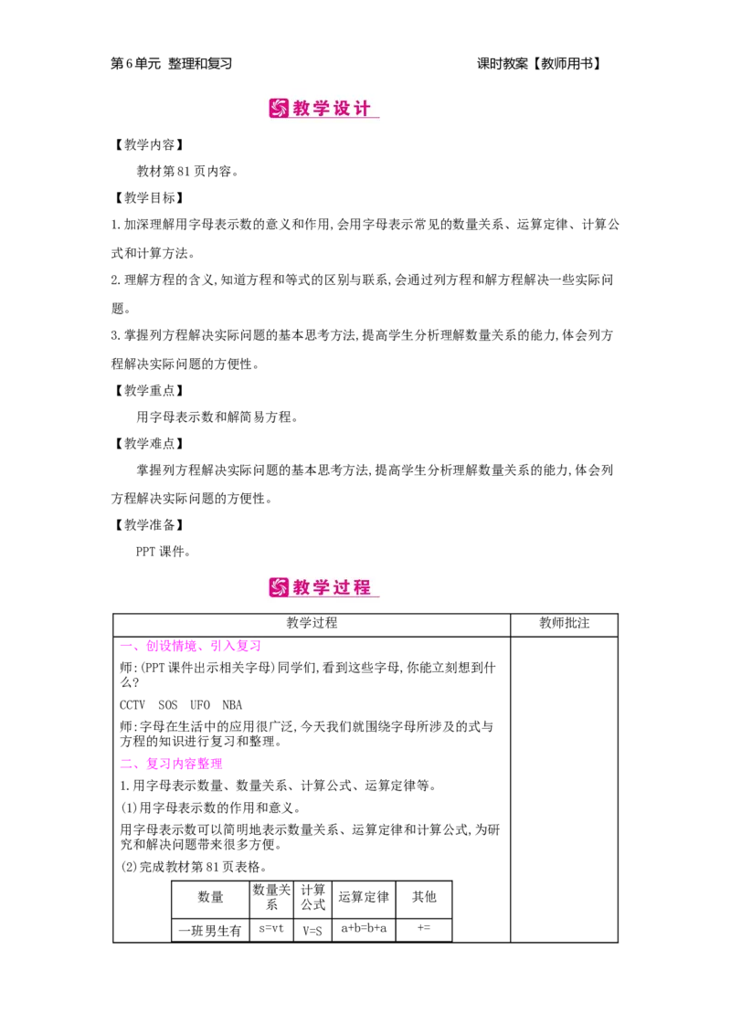 第6单元整理和复习_小学数学人教版6年级下册_2课时简案_2课时简案