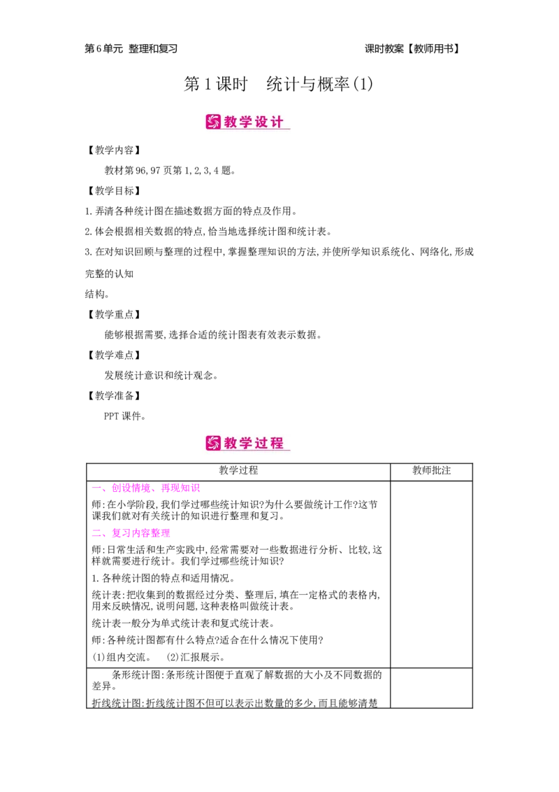 第6单元整理和复习_小学数学人教版6年级下册_2课时简案_2课时简案