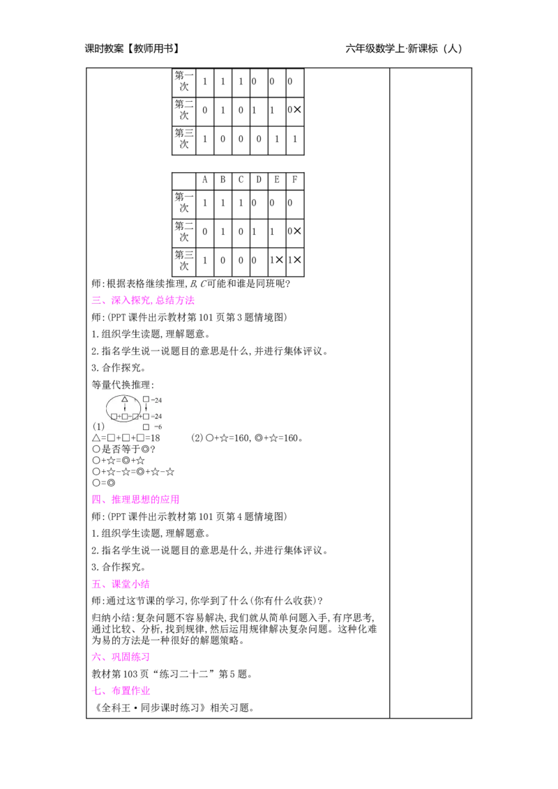 第6单元整理和复习_小学数学人教版6年级下册_2课时简案_2课时简案