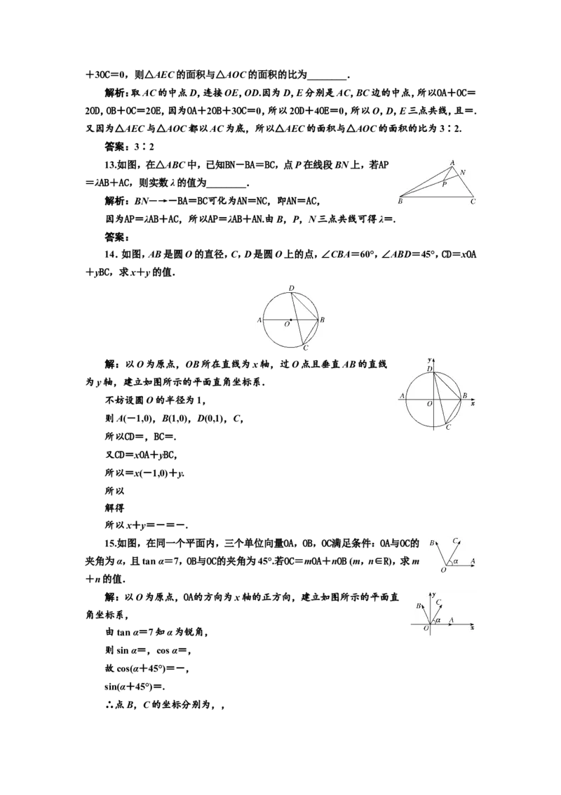 课时跟踪检测（二十六）平面向量基本定理及坐标表示作业_新高考复习资料_2022年新高考资料_2022届一轮复习讲练结合_第五章平面向量、复数_第二节平面向量基本定理及坐标表示