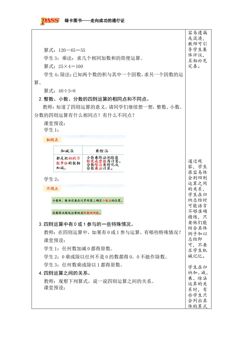 第3课时数的运算（1）_小学数学人教版单独教案（1-6上下册）_《绿卡图书教案》1-6下册（26春）_6年级下册（26春）_6整理和复习