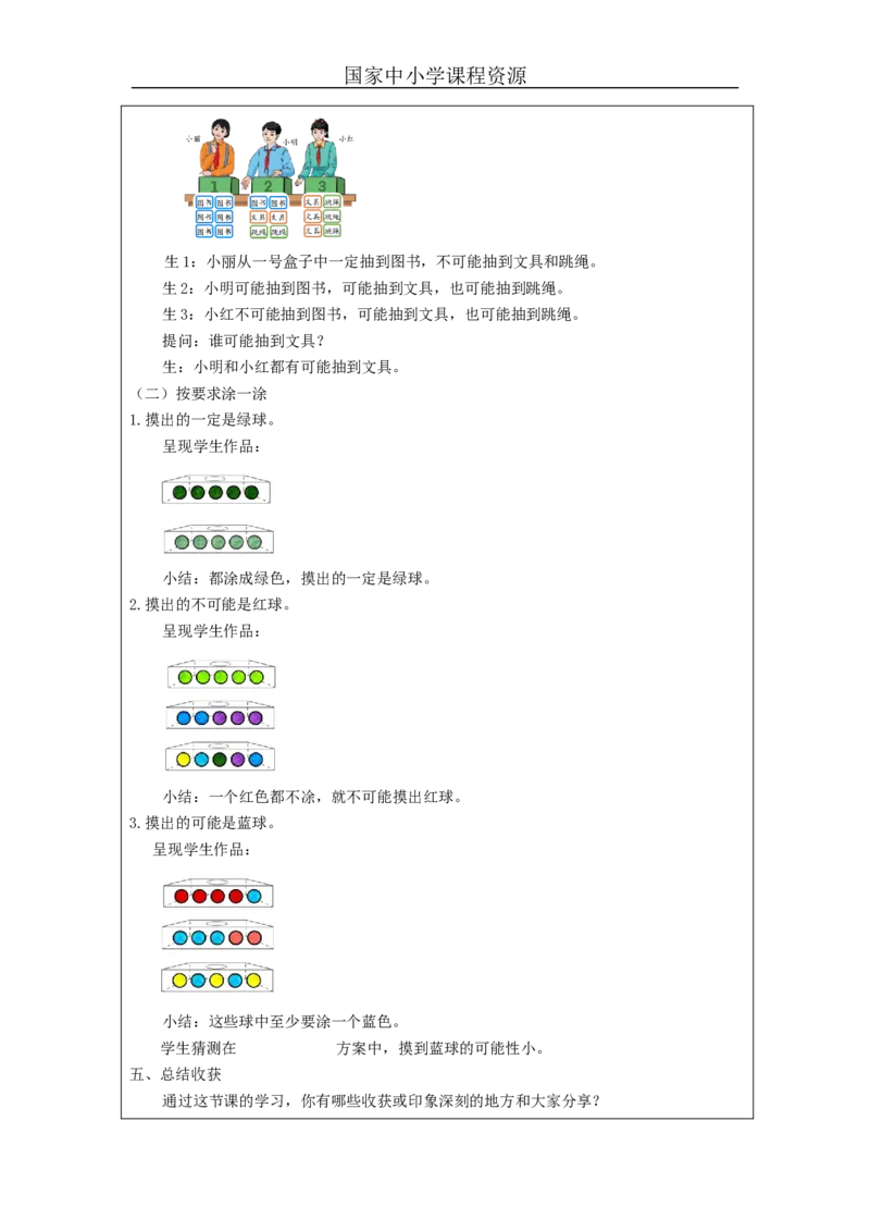 可能性（第1课时）_教学设计_小学数学人教版单独教案（1-6上下册）_《智慧教育教案》1-6上下册（25秋）_1-6上册_5年级上册（教案）新插图_第4单元可能性