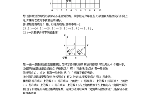 方法技巧练&mdash;&mdash;数对中的最短路线问题_小学数学人教版5年级上册_10特色作业_10特色作业_题帮中的对比练习和方法技巧练_方法技巧练