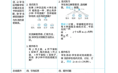 数学广角搭配问题_小学数学人教版单独教案（1-6上下册）_《阳光同学教案》1-6上册（25秋）_阳光同学特级教案数学人教3年级上册
