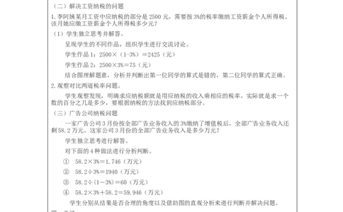 税率问题_教学设计_小学数学人教版单独教案（1-6上下册）_《智慧教育教案》1-6上下册（25秋）_1-6下册_6年级下册（教案）新插图_第2单元百分数（二）
