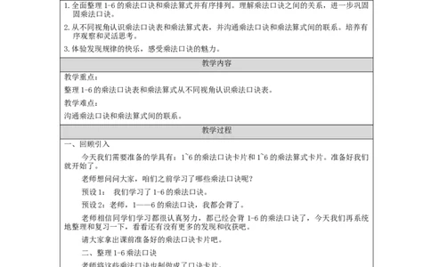 表内乘法（一）整理和复习（第1课时）&mdash;教学设计_小学数学人教版单独教案（1-6上下册）_《智慧教育教案》1-6上下册（25秋）_1-6上册_2年级上册（教案）新插图_第4单元表内乘法（一）