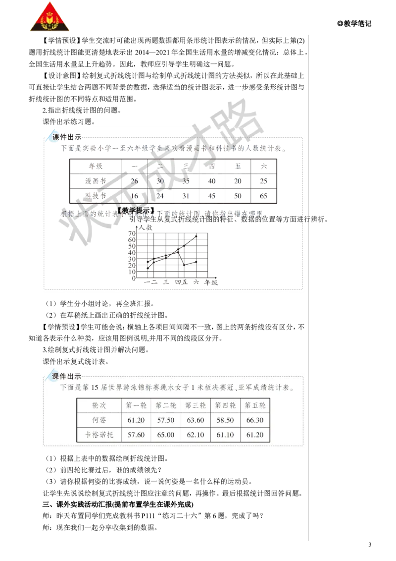 练习课教案_小学数学人教版单独教案（1-6上下册）_《状元大课堂教案》1-6上下册（26春）_1-6下册_5年级下册_7折线统计图