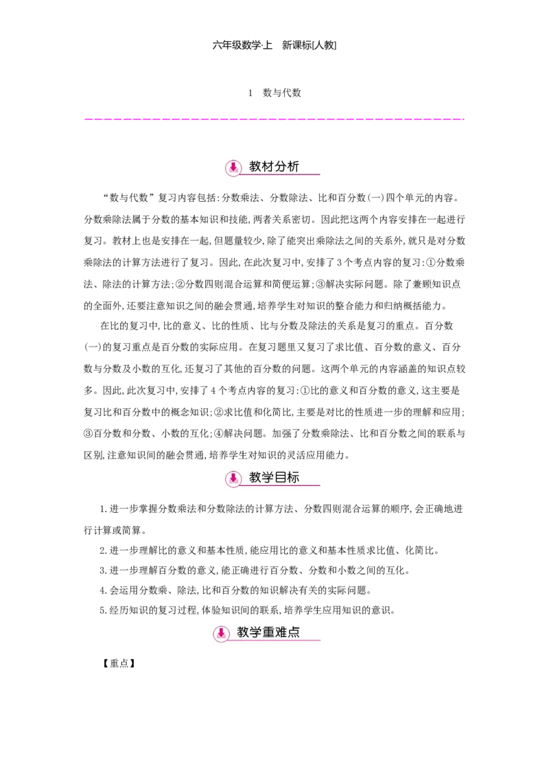 总复习_小学数学人教版6年级上册_1课时详案