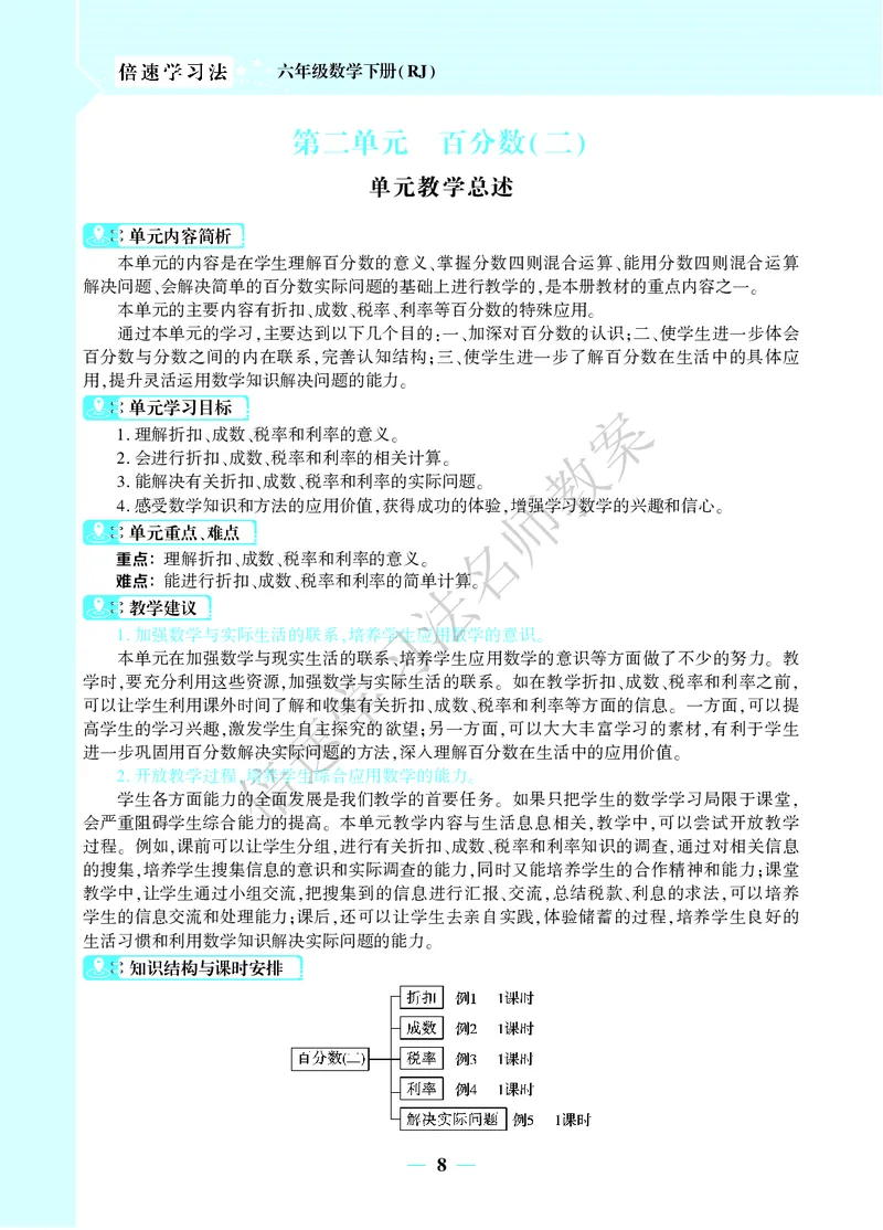 倍速名师教案RJ6数下_小学数学人教版单独教案（1-6上下册）_《名师教案》1-6上下册（24秋）_1-6下册