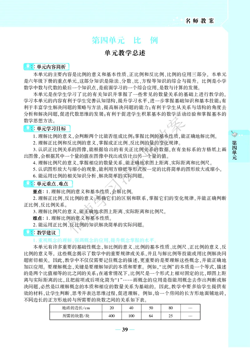 倍速名师教案RJ6数下_小学数学人教版单独教案（1-6上下册）_《名师教案》1-6上下册（24秋）_1-6下册