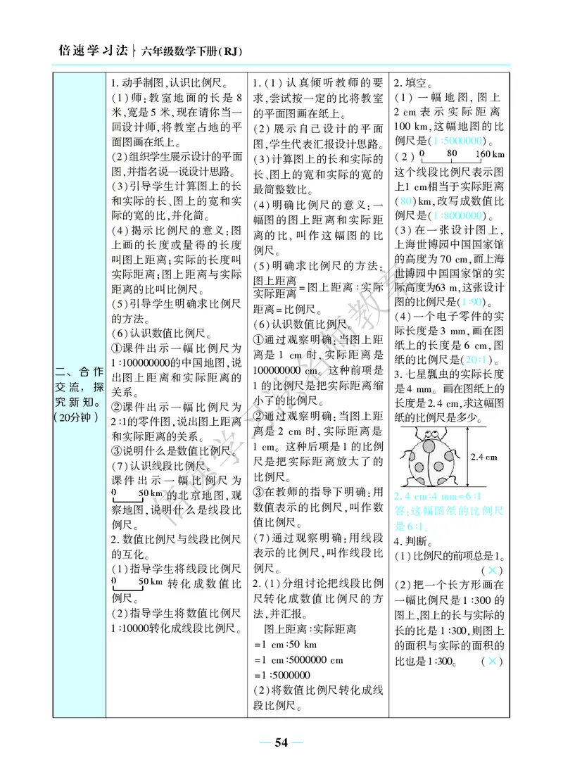 倍速名师教案RJ6数下_小学数学人教版单独教案（1-6上下册）_《名师教案》1-6上下册（24秋）_1-6下册
