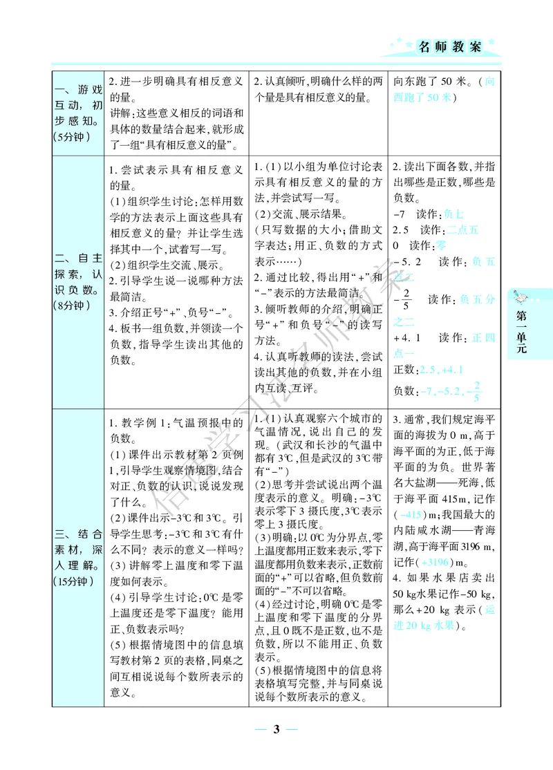 倍速名师教案RJ6数下_小学数学人教版单独教案（1-6上下册）_《名师教案》1-6上下册（24秋）_1-6下册