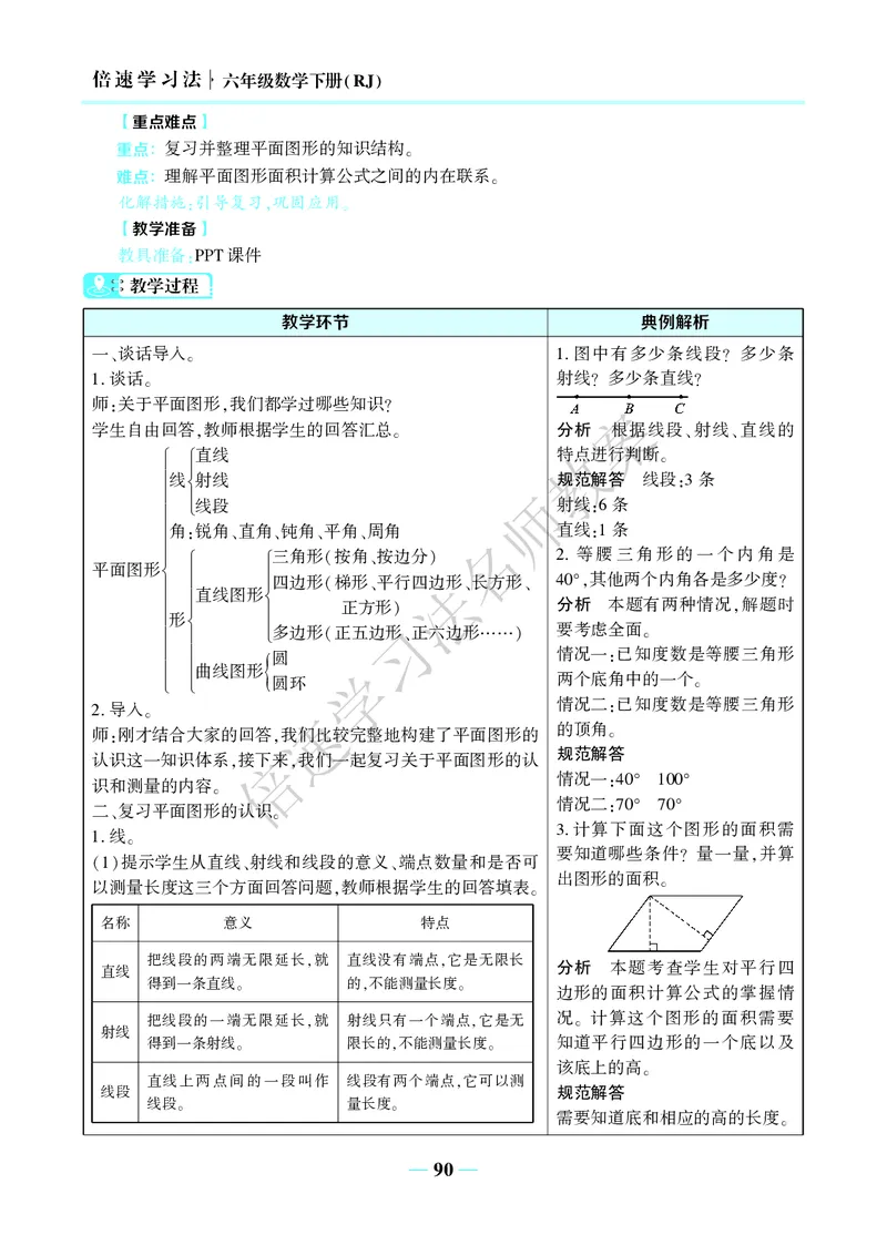 倍速名师教案RJ6数下_小学数学人教版单独教案（1-6上下册）_《名师教案》1-6上下册（24秋）_1-6下册