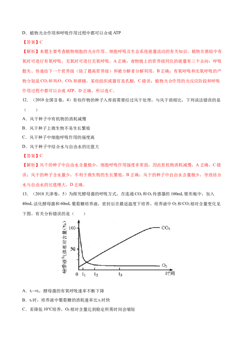 专题02细胞的能量与代谢-十年（2012-2021）高考生物真题分项汇编（全国通用）（解析版）_高考真题分类汇编(2012-2022)生物_高考真题分项汇编(2012-2021)生物