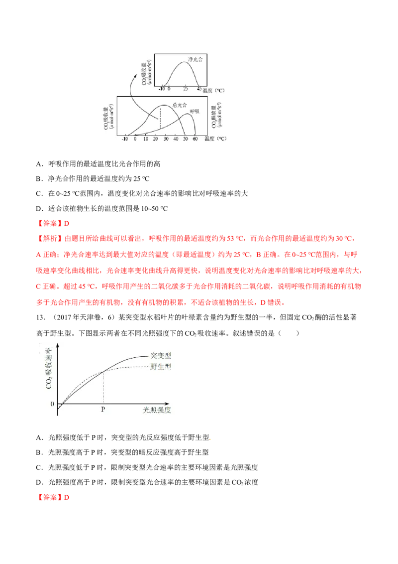 专题02细胞的能量与代谢-十年（2012-2021）高考生物真题分项汇编（全国通用）（解析版）_高考真题分类汇编(2012-2022)生物_高考真题分项汇编(2012-2021)生物