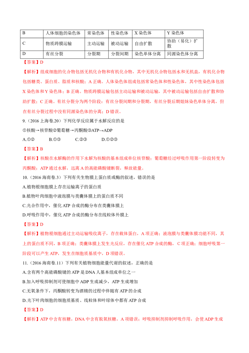 专题02细胞的能量与代谢-十年（2012-2021）高考生物真题分项汇编（全国通用）（解析版）_高考真题分类汇编(2012-2022)生物_高考真题分项汇编(2012-2021)生物