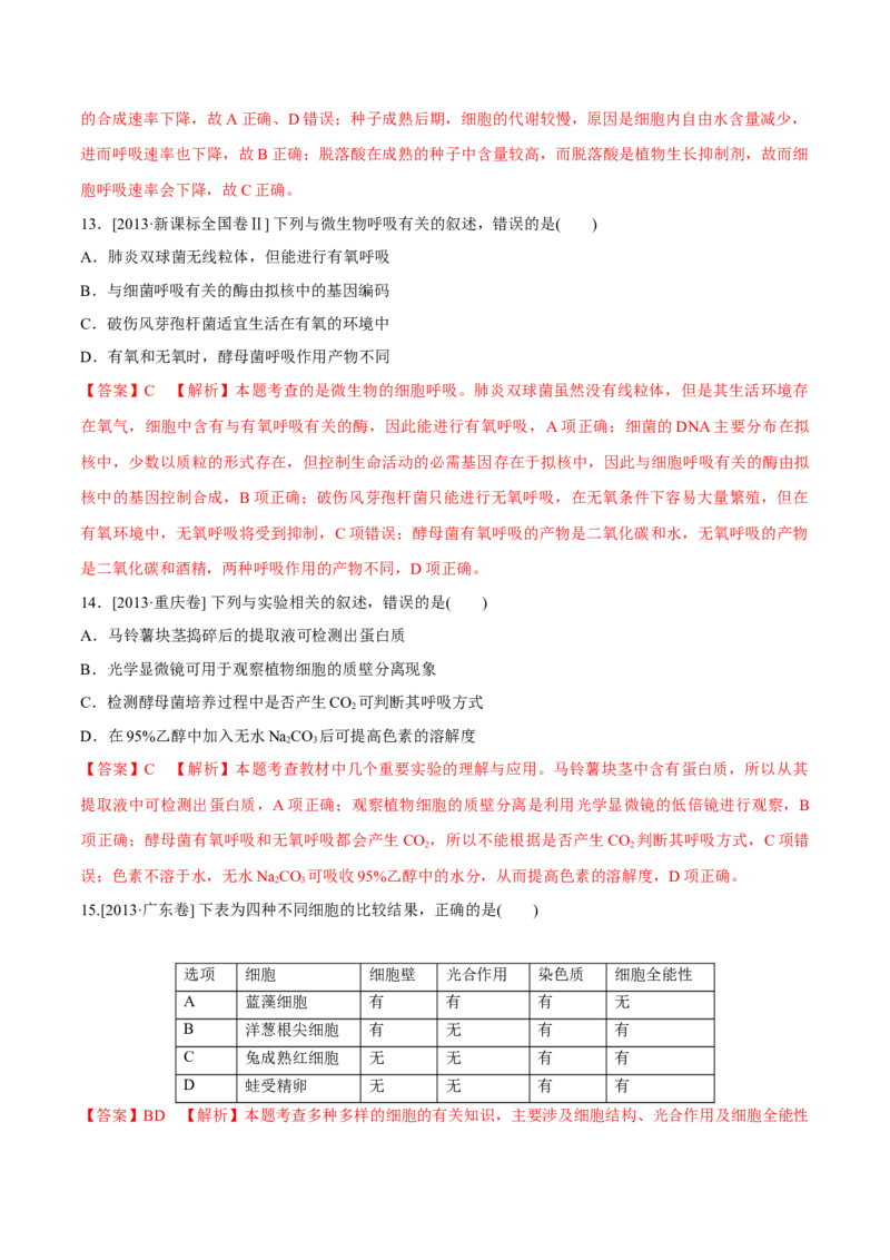 专题02细胞的能量与代谢-十年（2012-2021）高考生物真题分项汇编（全国通用）（解析版）_高考真题分类汇编(2012-2022)生物_高考真题分项汇编(2012-2021)生物
