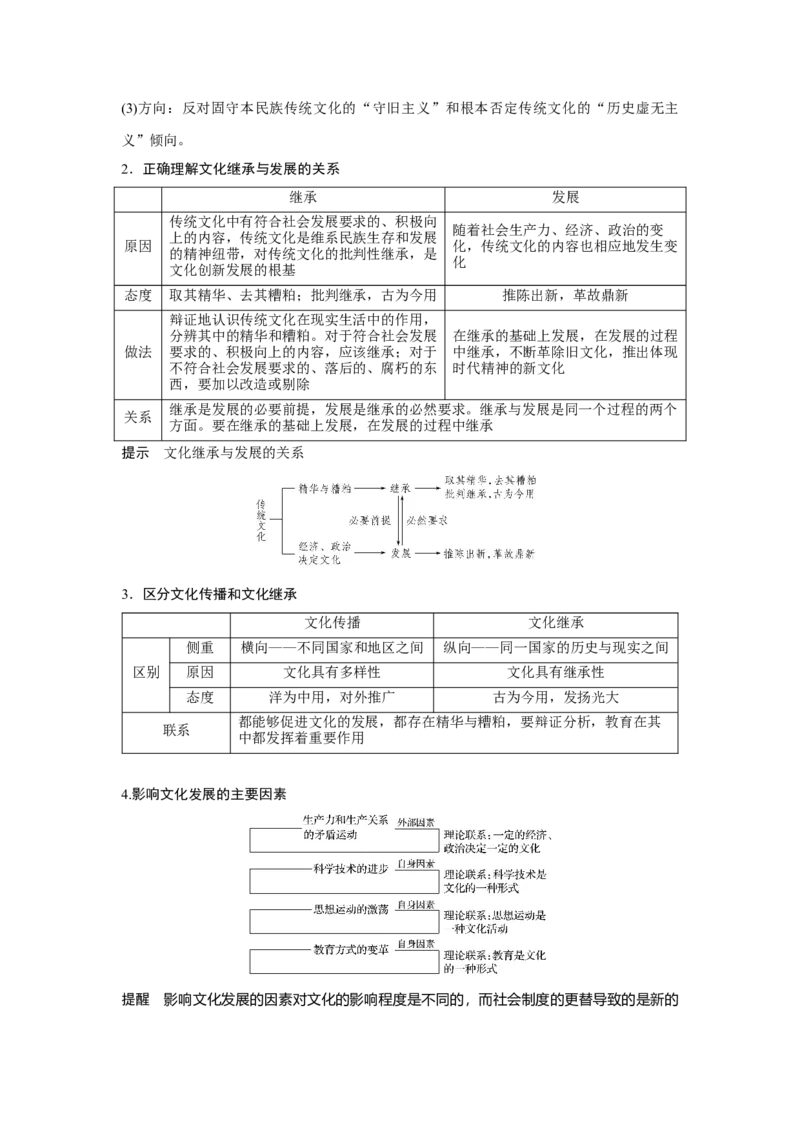 67第十单元文化传承与创新第24课　文化的继承性与文化发展_通用版（老高考）复习资料_2023年复习资料_一轮+二轮_政治高三一轮复习系列