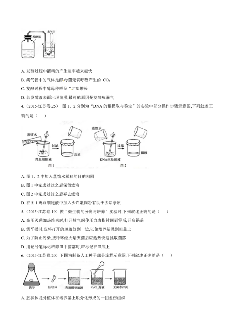 专题11生物技术实践-十年（2012-2021）高考生物真题分项汇编（全国通用）（原卷版）_高考真题分类汇编(2012-2022)生物_高考真题分项汇编(2012-2021)生物