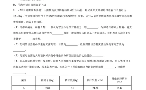 专题11生物技术实践-十年（2012-2021）高考生物真题分项汇编（全国通用）（原卷版）_高考真题分类汇编(2012-2022)生物_高考真题分项汇编(2012-2021)生物