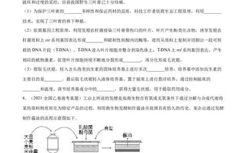 专题11生物技术实践-十年（2012-2021）高考生物真题分项汇编（全国通用）（原卷版）_高考真题分类汇编(2012-2022)生物_高考真题分项汇编(2012-2021)生物