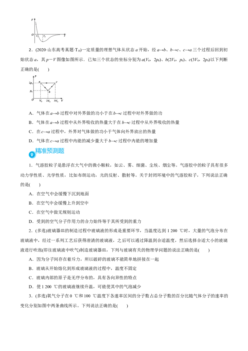 原创（新高考）2021届高考二轮精品专题十一热学学生版_新高考复习资料_2021年新高考资料_2021届（新高考）物理二轮精品专题_原创（新高考）2021届高考二轮精品专题十一热学