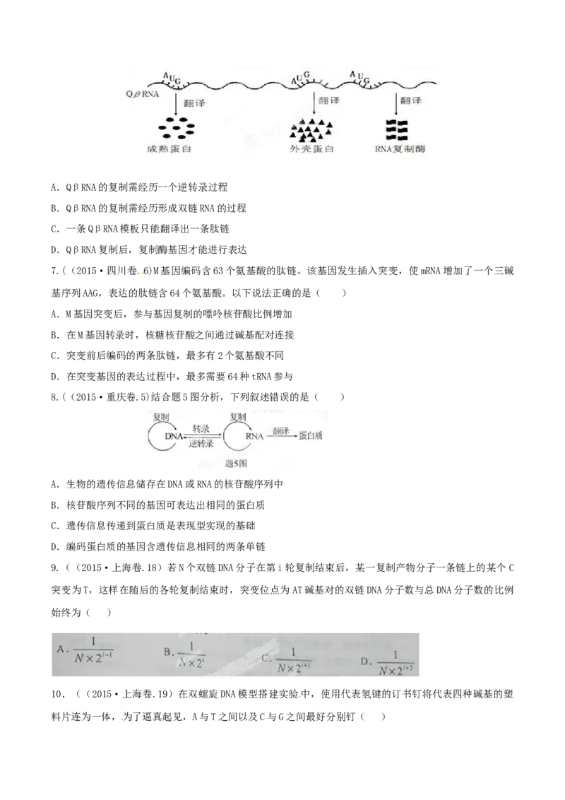 专题04遗传的分子基础-十年（2012-2021）高考生物真题分项汇编（全国通用）（原卷版）_高考真题分类汇编(2012-2022)生物_高考真题分项汇编(2012-2021)生物