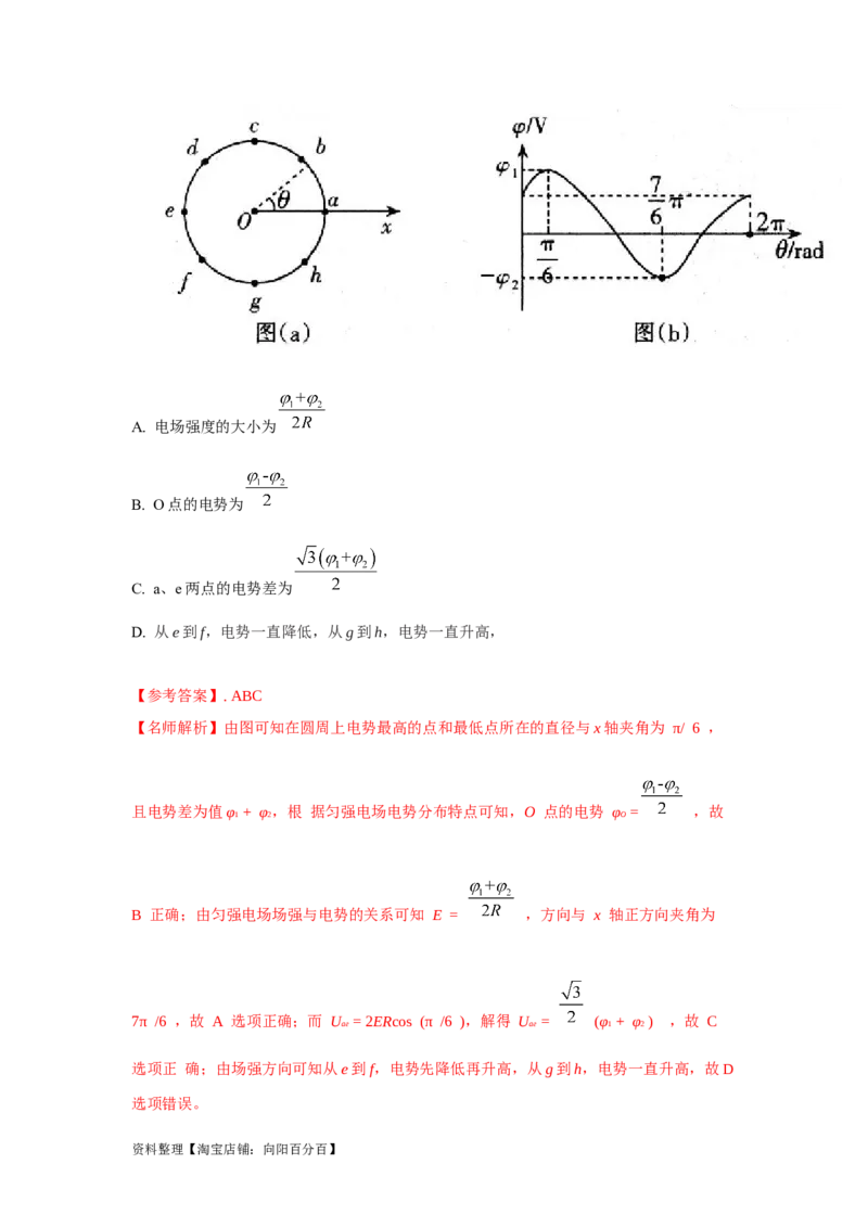 模型41电场图像信息模型（解析版）_新高考复习资料_2024新高考复习资料_二轮复习资料_2024高考物理二轮复习80模型最新模拟题专项训练_教师版（含答案解析）