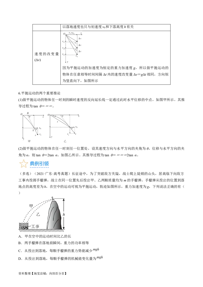 考点16抛体运动（解析版）_通用版（老高考）复习资料_2024年复习资料_完备战2024年高考物理一轮复习考点帮（全国通用）_答案解析版