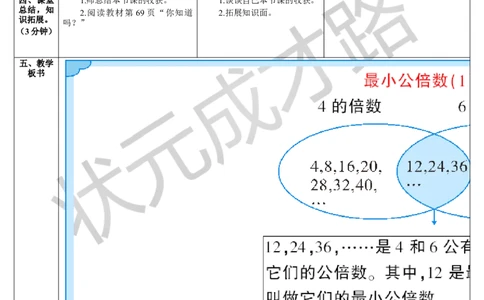 第1课时最小公倍数（1）_1-6年级下册_R5数下新插图版_R5数下教案+学案_导学案_4分数的意义和性质_5.通分