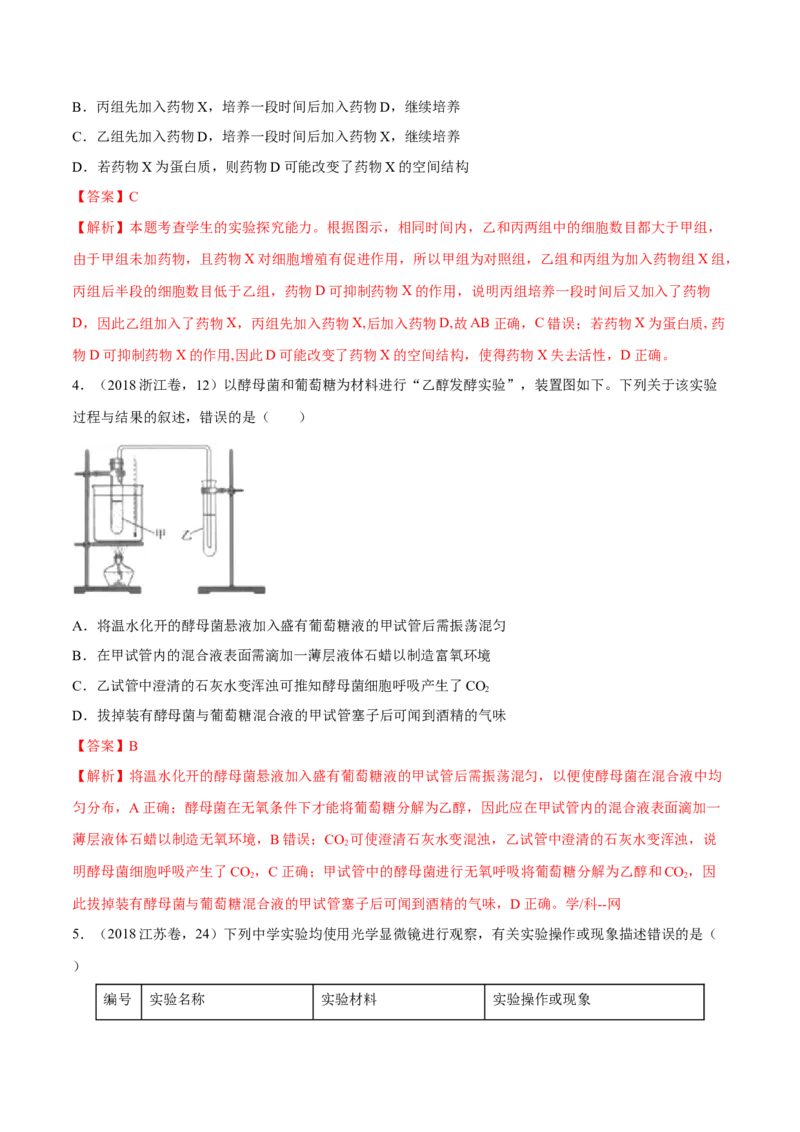 专题13实验与探究-十年（2012-2021）高考生物真题分项汇编（全国通用）（解析版）_高考真题分类汇编(2012-2022)生物_高考真题分项汇编(2012-2021)生物