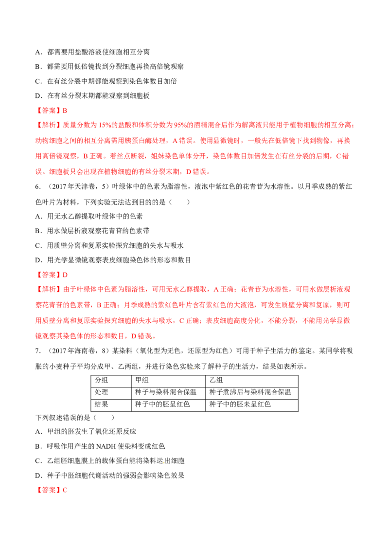 专题13实验与探究-十年（2012-2021）高考生物真题分项汇编（全国通用）（解析版）_高考真题分类汇编(2012-2022)生物_高考真题分项汇编(2012-2021)生物