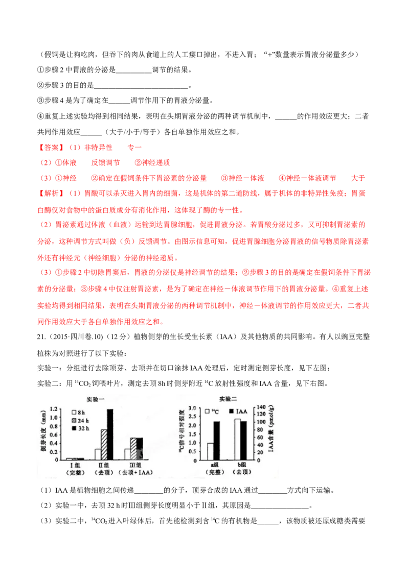 专题13实验与探究-十年（2012-2021）高考生物真题分项汇编（全国通用）（解析版）_高考真题分类汇编(2012-2022)生物_高考真题分项汇编(2012-2021)生物