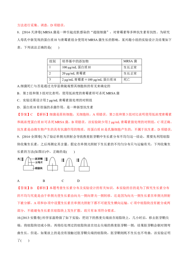 专题13实验与探究-十年（2012-2021）高考生物真题分项汇编（全国通用）（解析版）_高考真题分类汇编(2012-2022)生物_高考真题分项汇编(2012-2021)生物